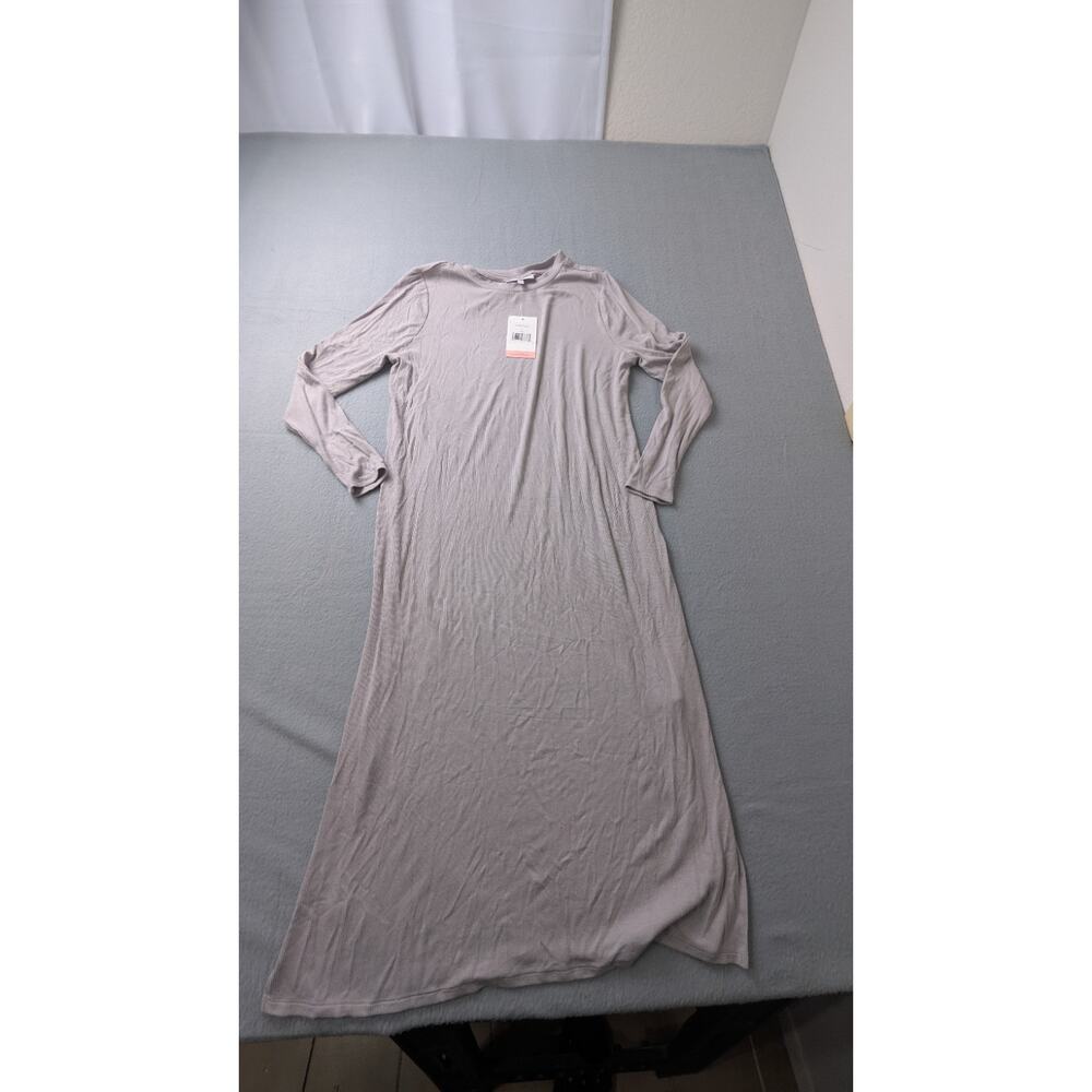 Motherhood Maternity Ribbed Long Sleeve Midi Dress Opal L